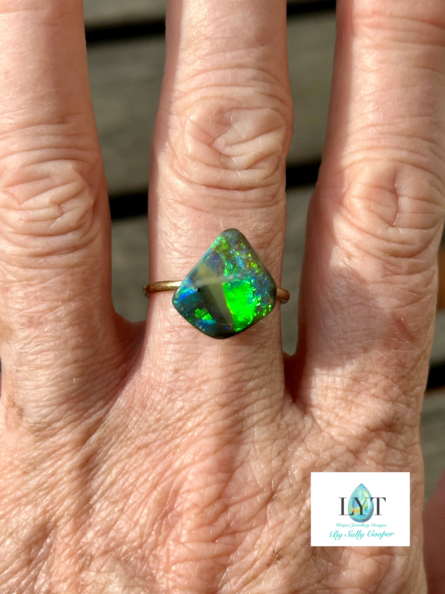 Vivid Multi Coloured Boulder Opal Ring