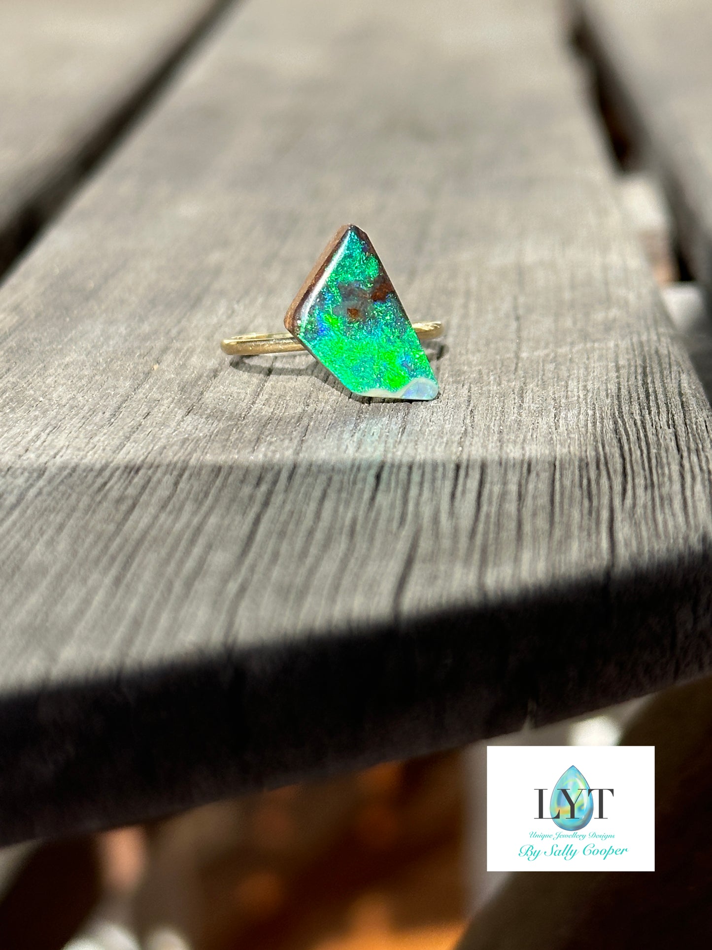 Deep sea Boulder Opal Ring