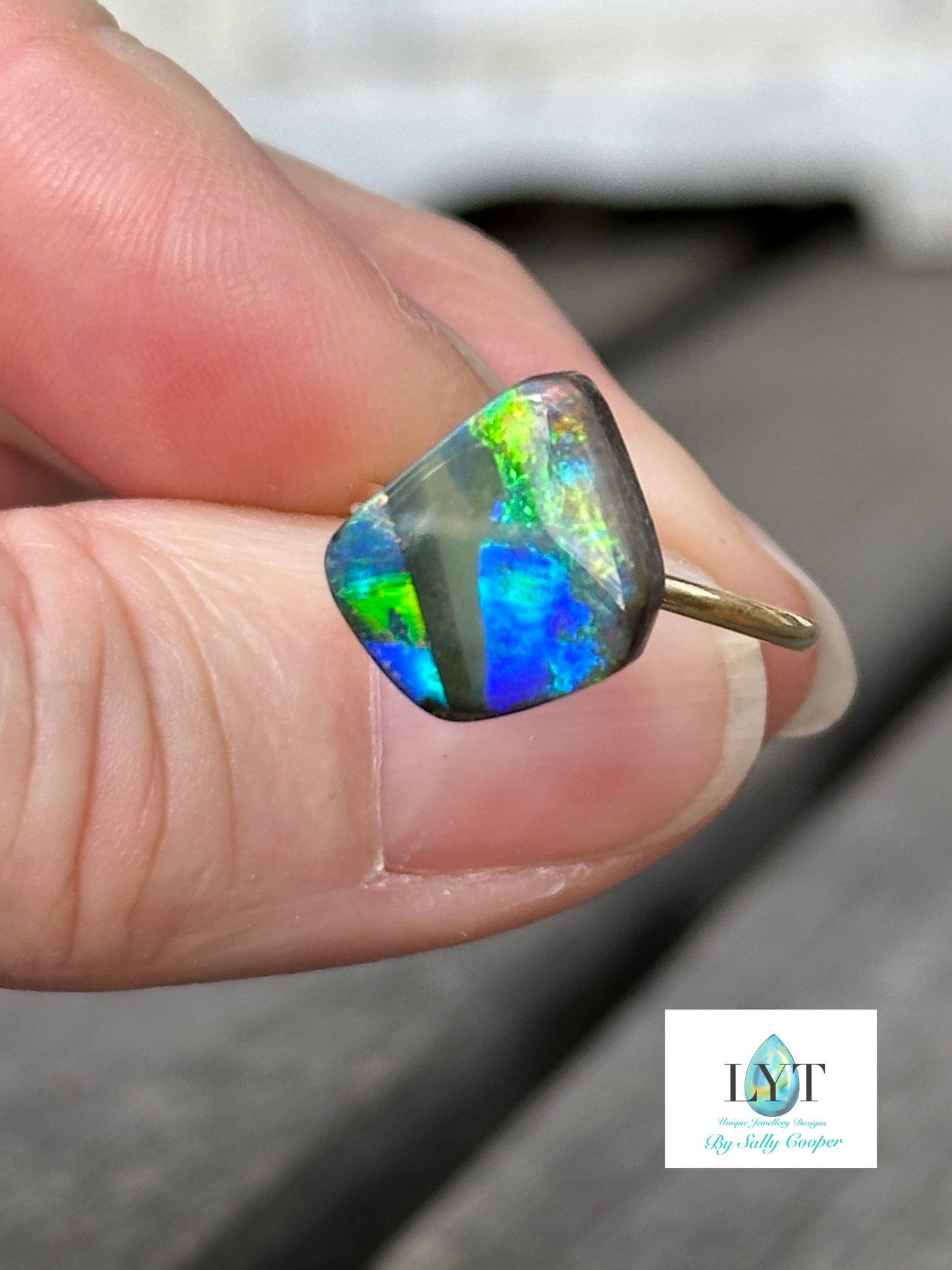 Vivid Multi Coloured Boulder Opal Ring