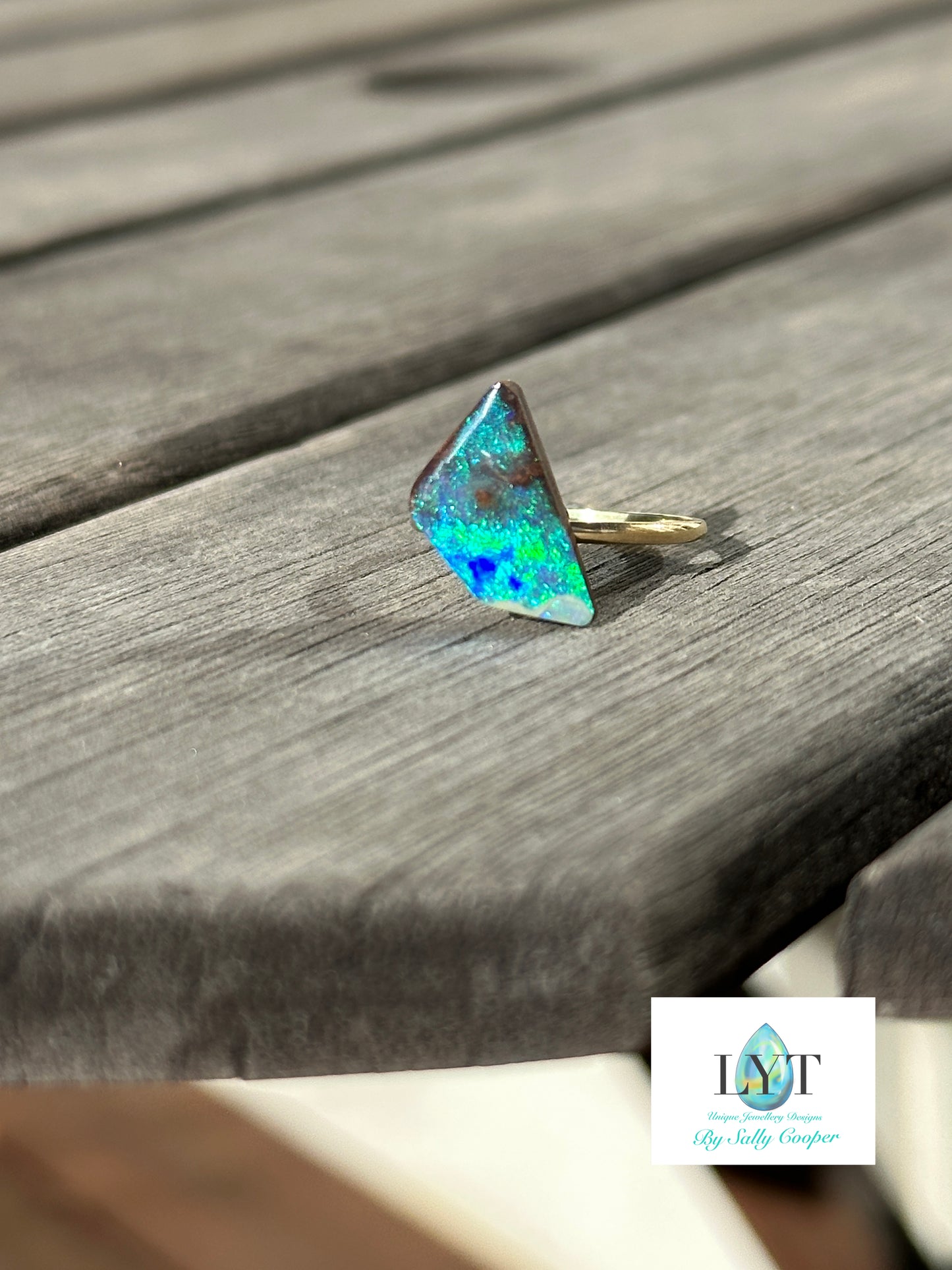 Deep sea Boulder Opal Ring