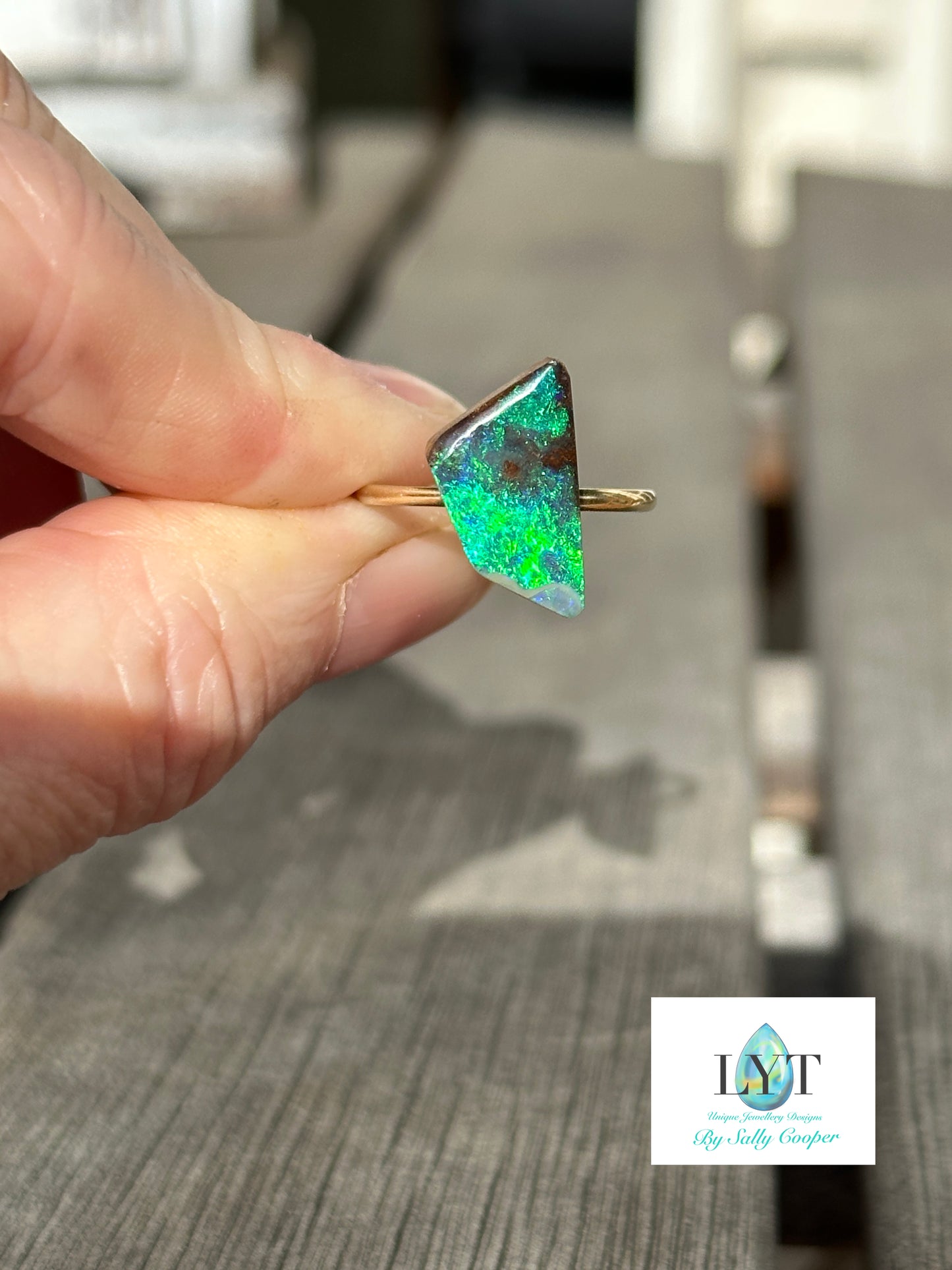 Deep sea Boulder Opal Ring