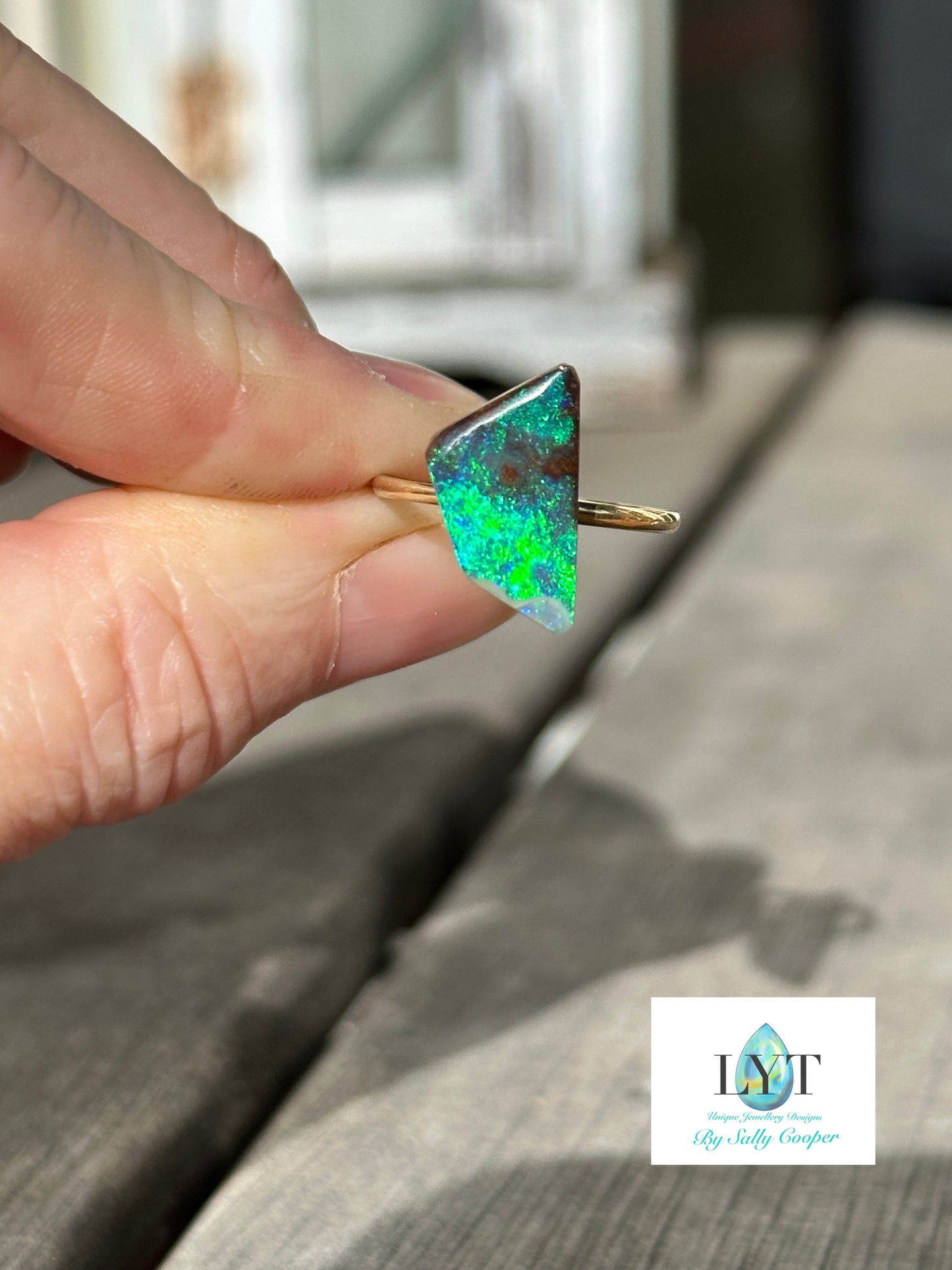 Deep sea Boulder Opal Ring