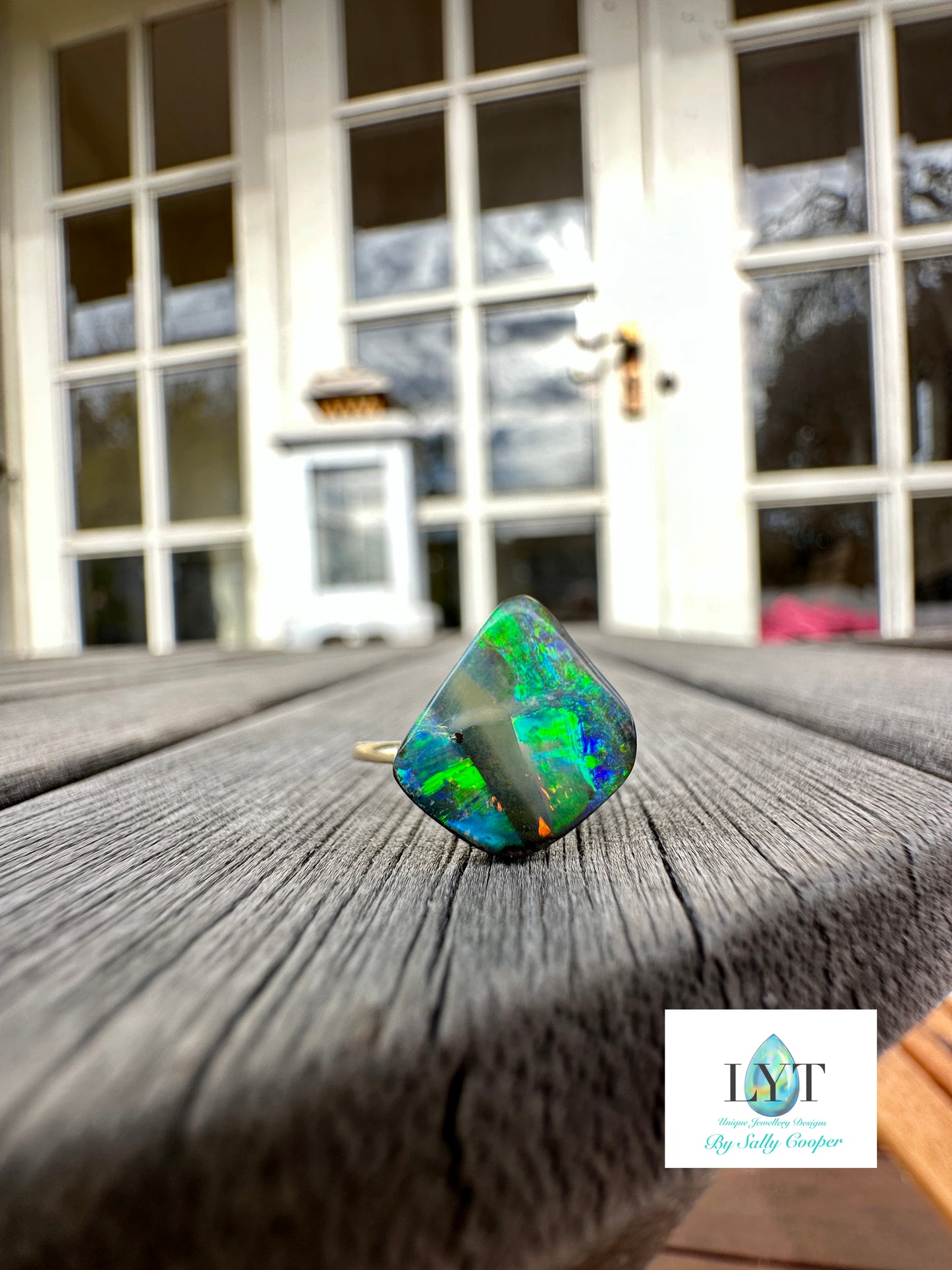 Vivid Multi Coloured Boulder Opal Ring