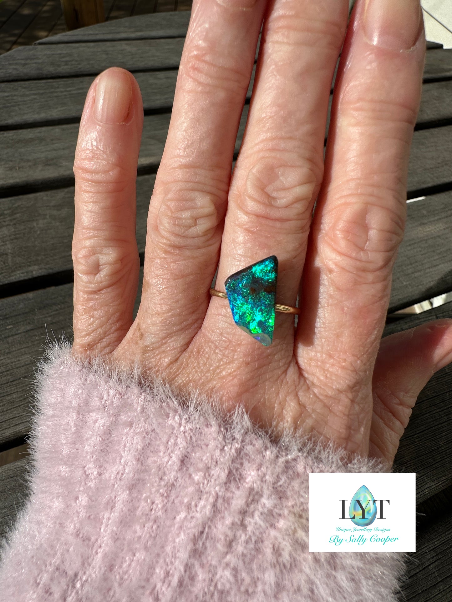 Deep sea Boulder Opal Ring