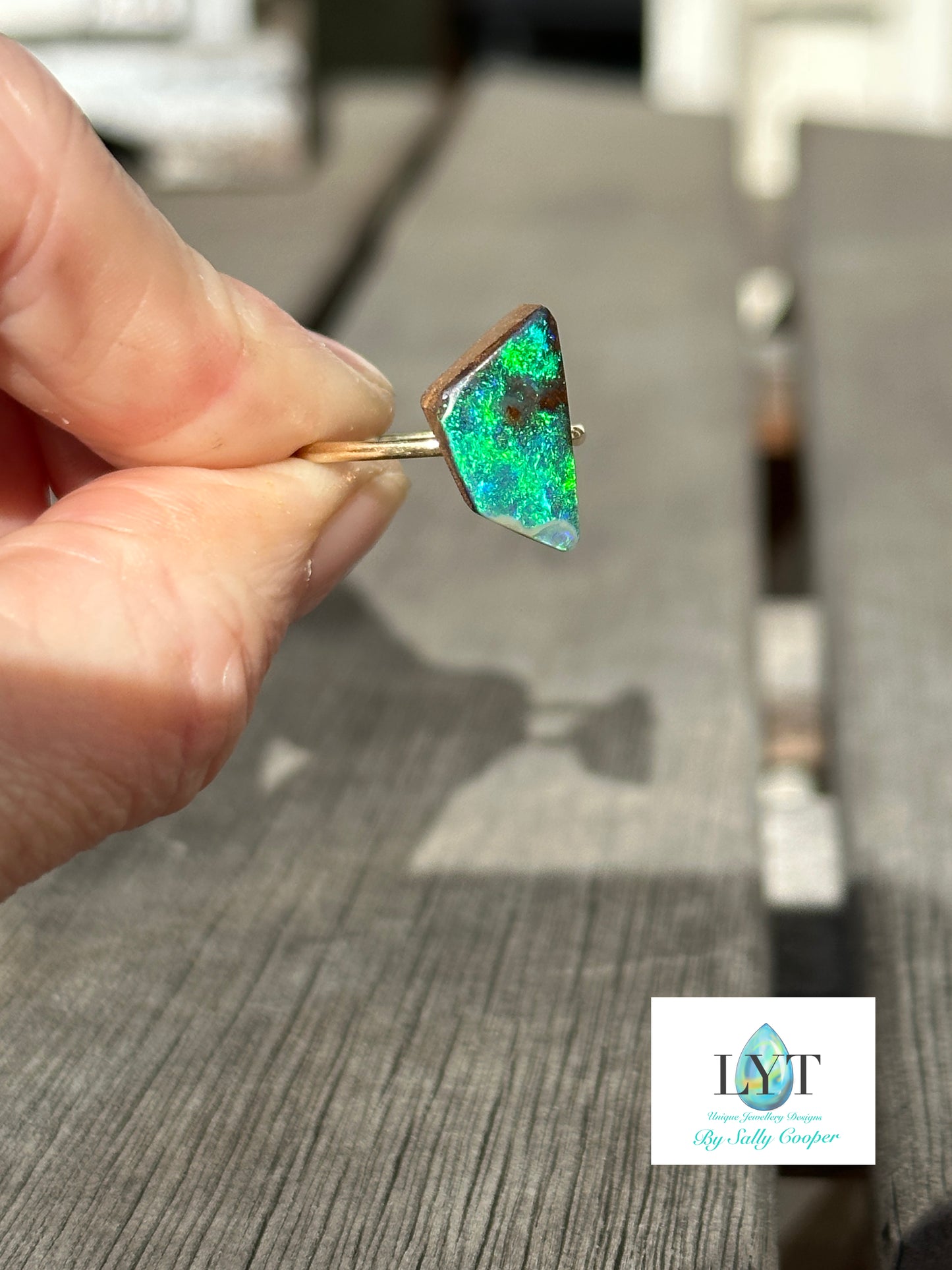 Deep sea Boulder Opal Ring