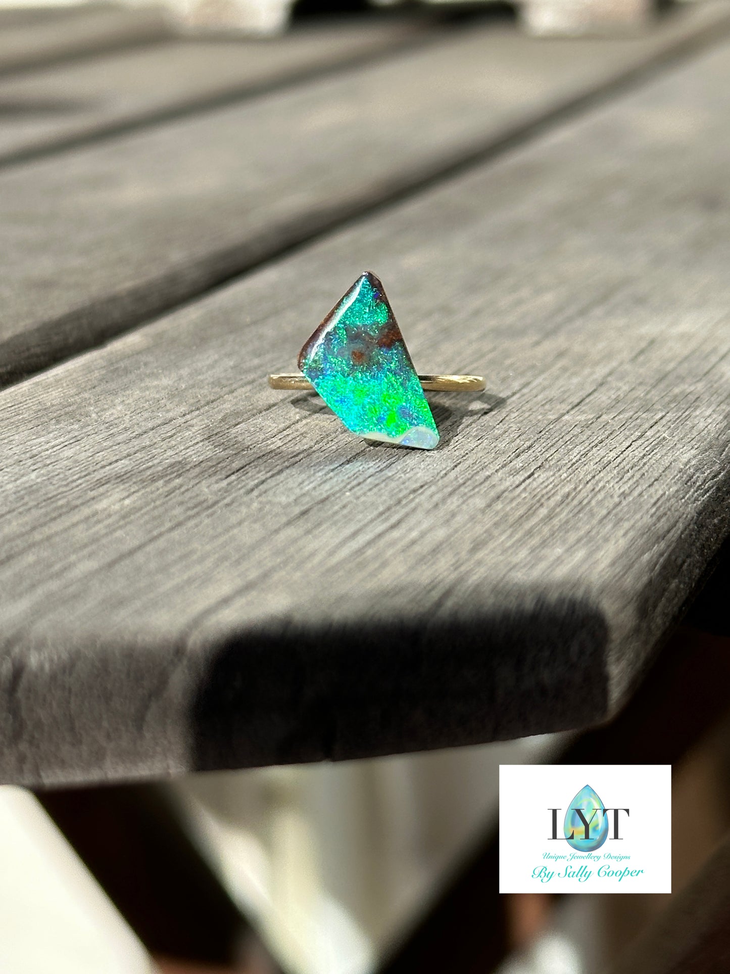 Deep sea Boulder Opal Ring
