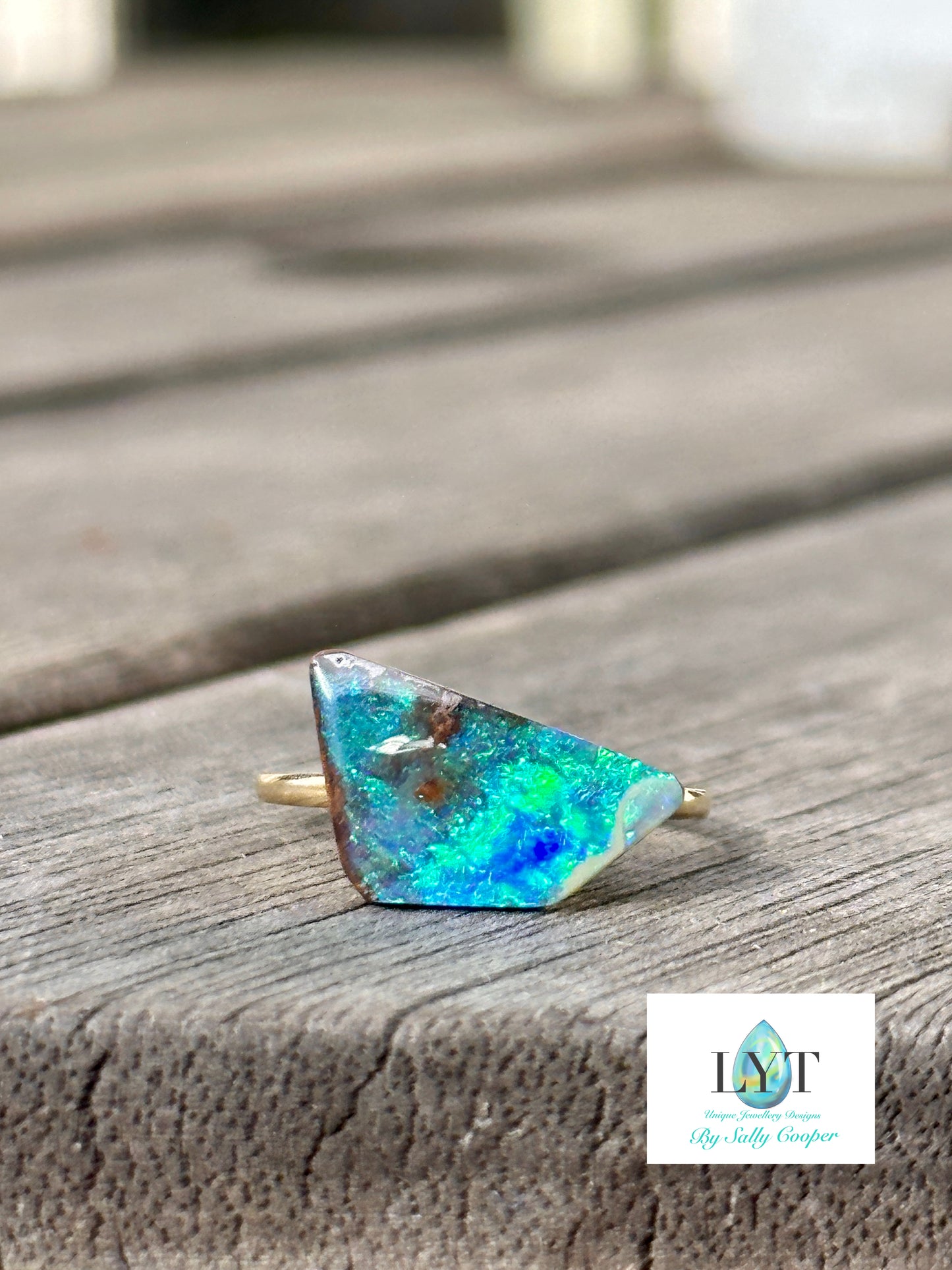 Deep sea Boulder Opal Ring