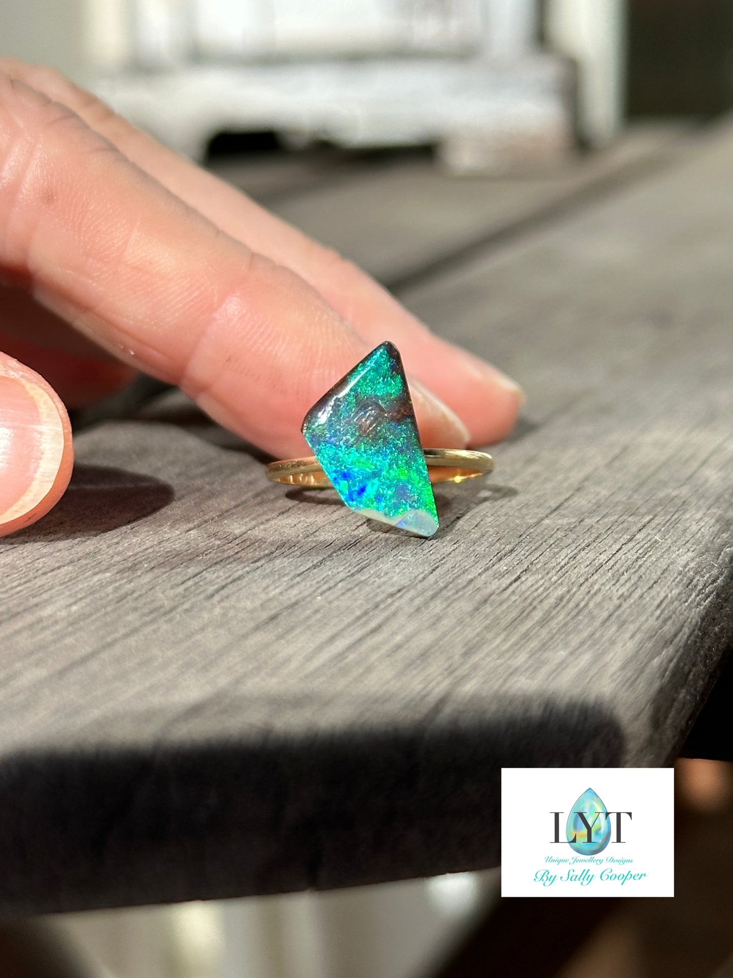 Deep sea Boulder Opal Ring