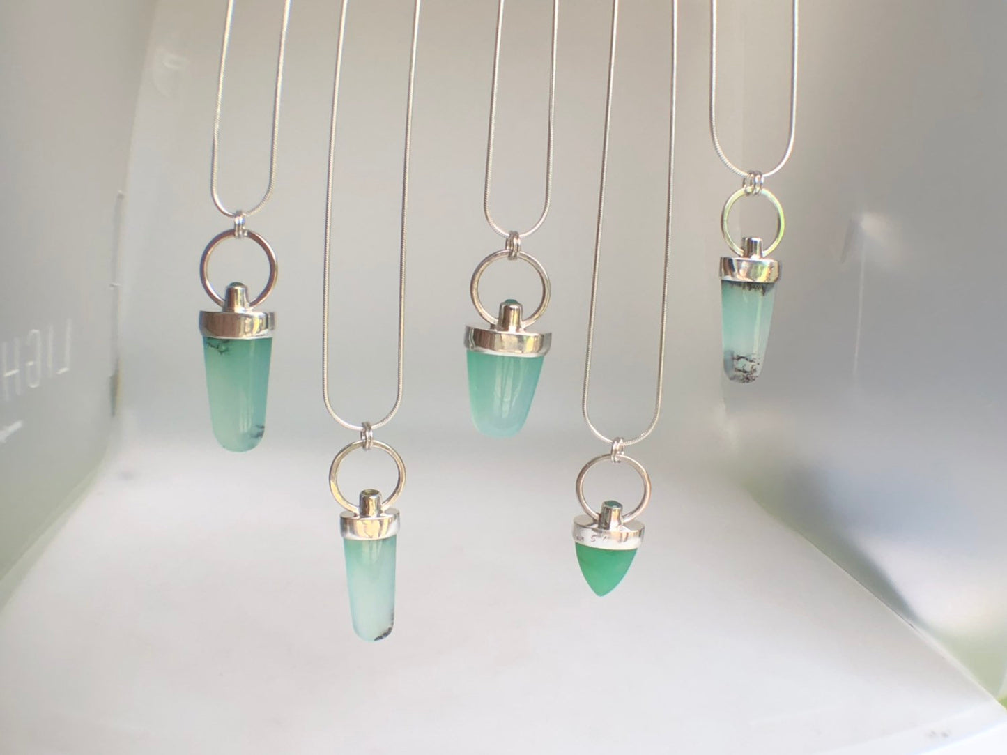 Handmade Chrysoprase Peridot Amulet Necklace In Sterling Silver