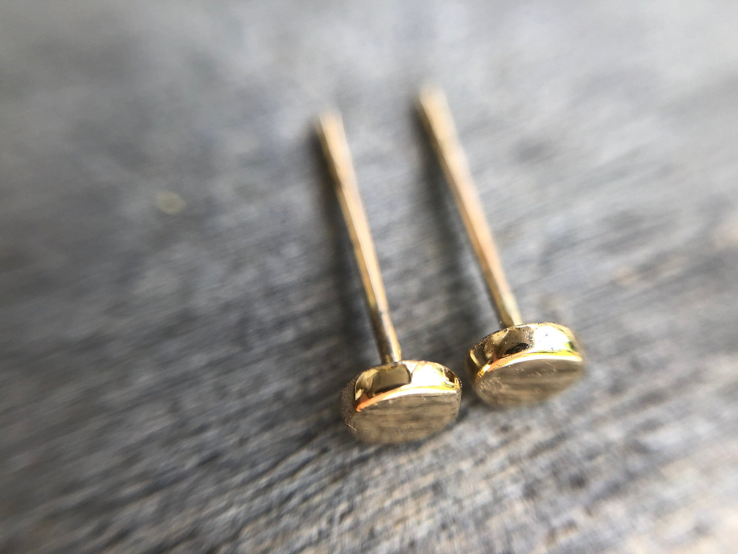 Handmade 9k Gold Button Dot Earrings