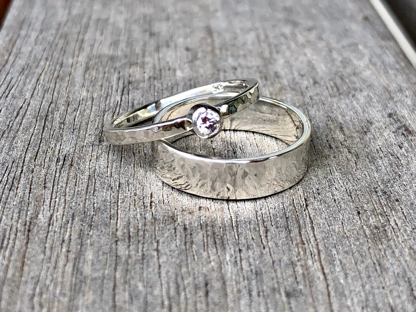 Sterling Silver Hammered or Smooth Wide Ring