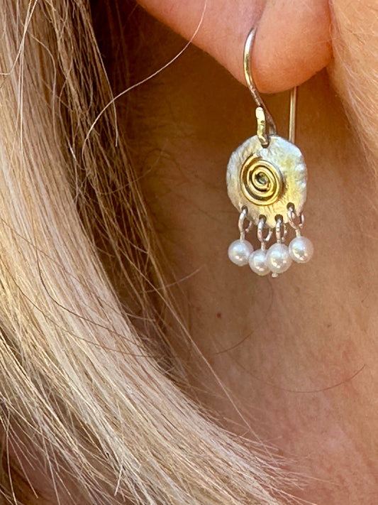 Silver And Pearl Earrings