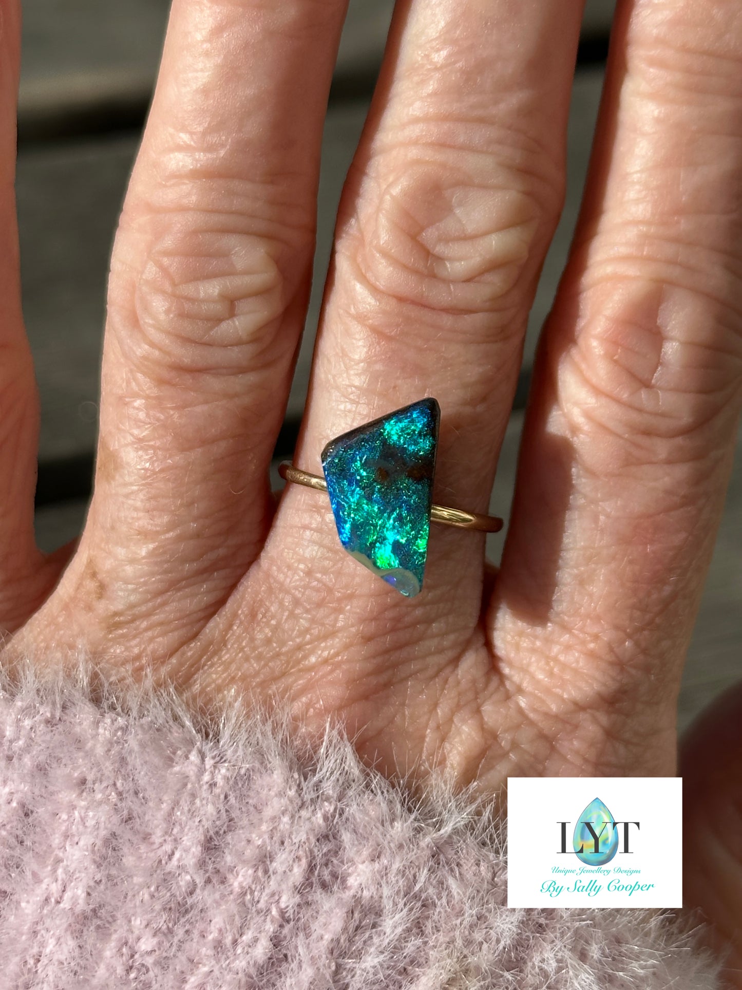 Deep sea Boulder Opal Ring