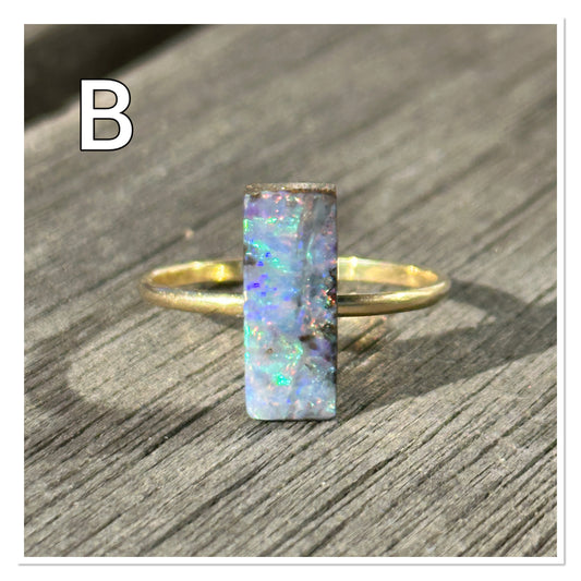 Pink and Purple Boulder Opal Rings