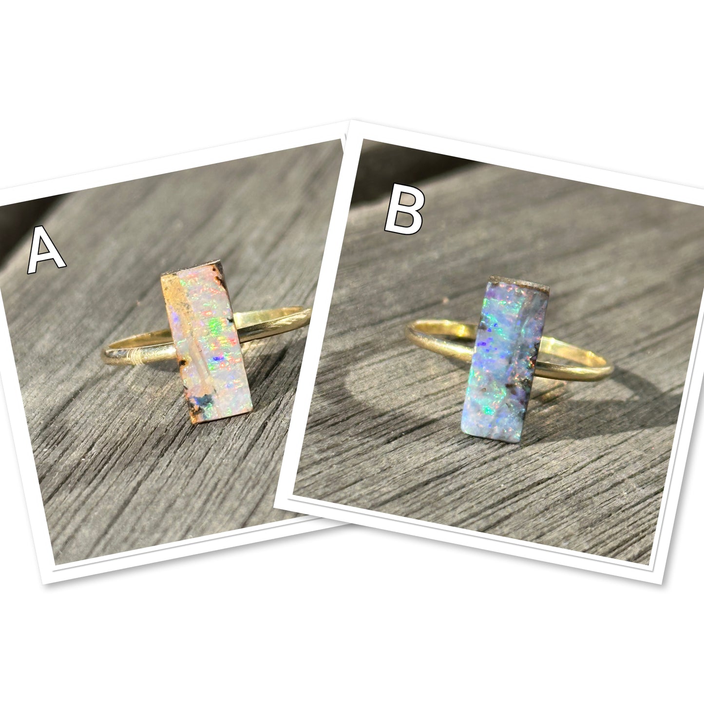 Pink and Purple Boulder Opal Rings